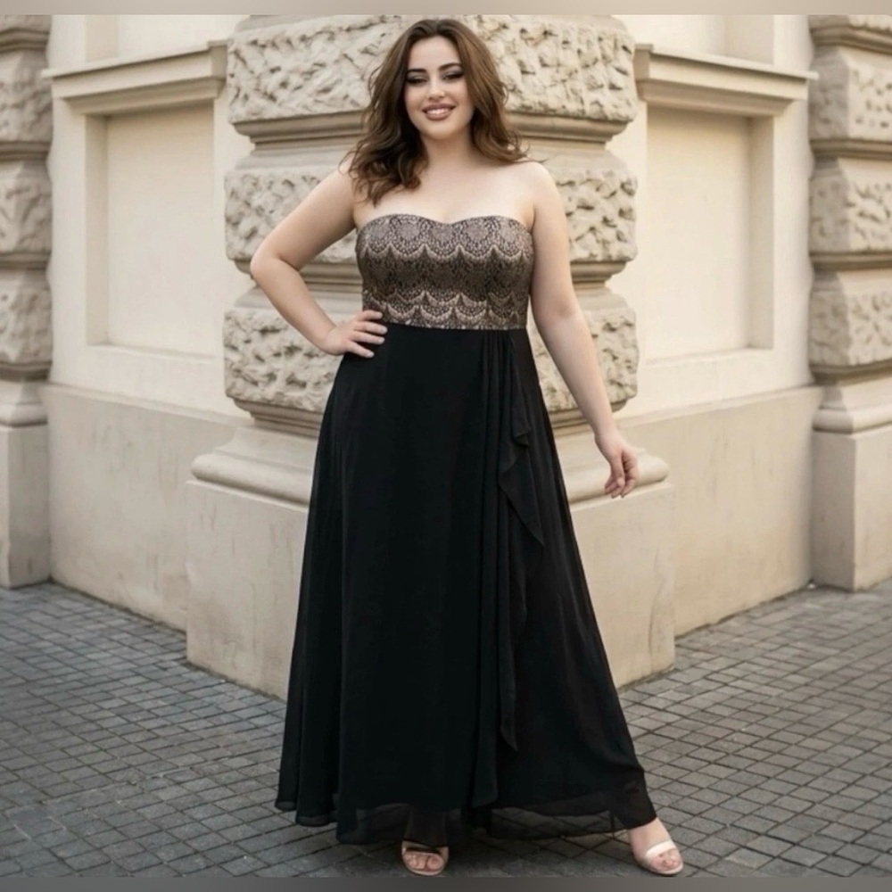 NWOT City Chic Strapless Black Evening Dress